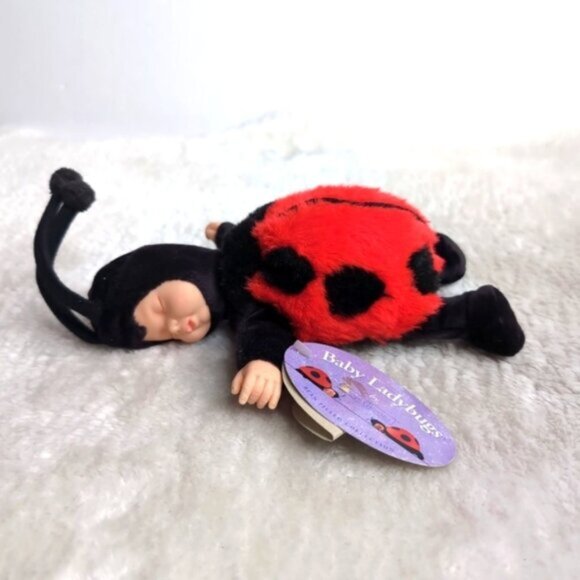 Anne Geddes Other - NWT 1997 Anne Geddes 9" mini Sleeping Baby Ladybug Plush Bean Doll